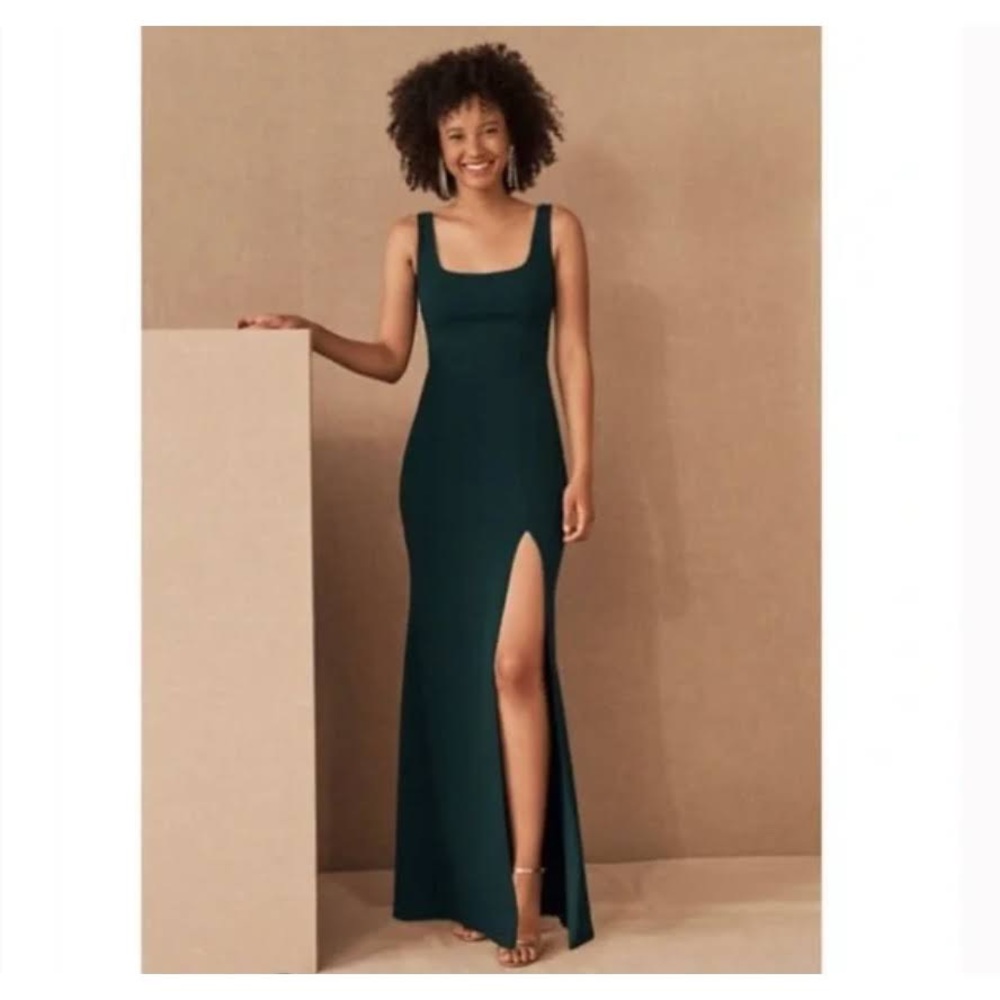 BHLDN Anthropologie Adena Square-Neck Maxi Dress Green